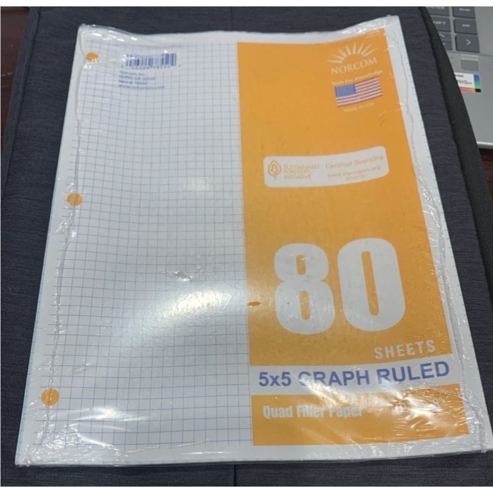New Norcom Graph Filler Paper 5x5 Ruled 1 - Pack - 80 sheets